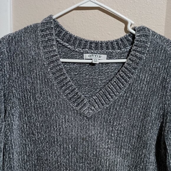 Orvis Women V-Neck Pullover Long Sleeve Sweatshirt Size Medium Soft Fleece Gray - Picture 5 of 11